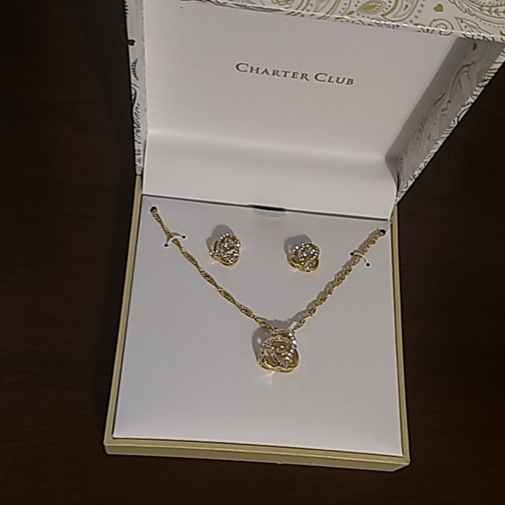 Gold Necklace and Earrings